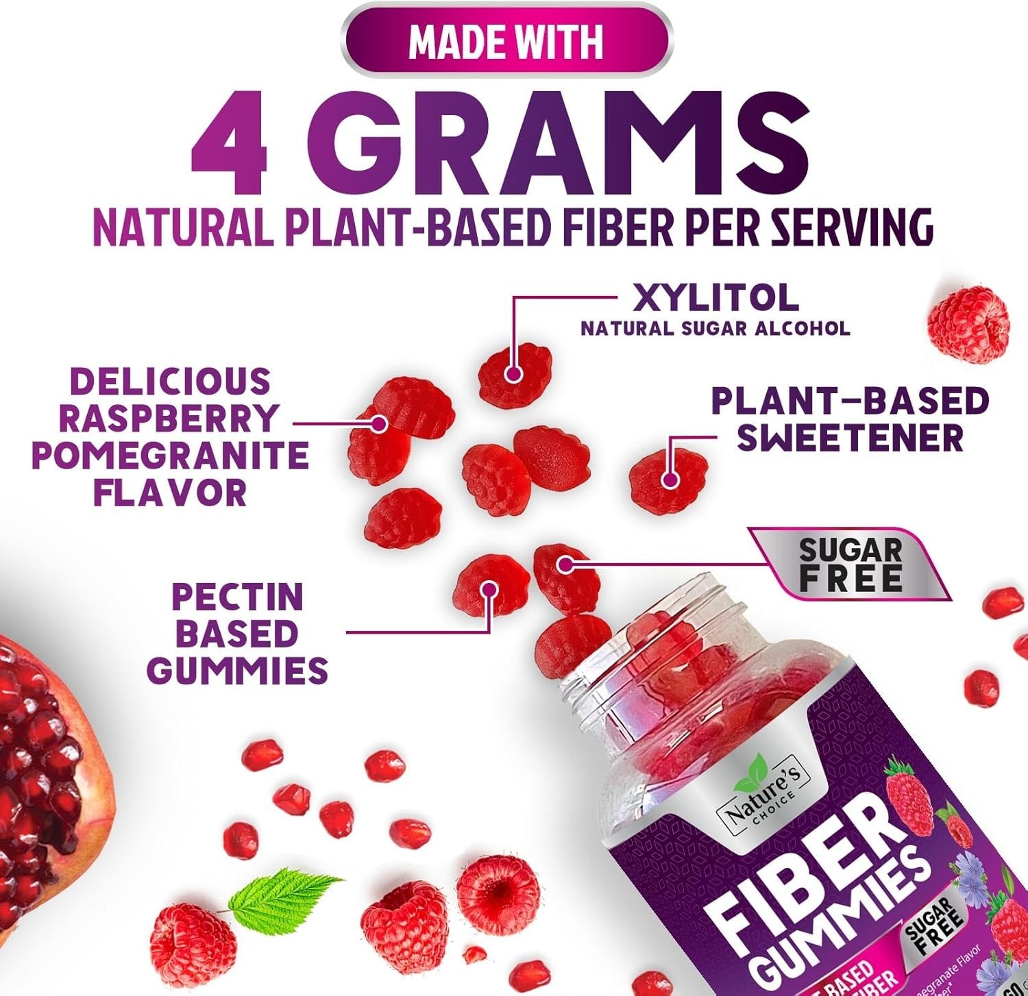 Fiber Gummies Sugar Free 4g Natural Prebiotic Dietary Fiber – Regularity Support