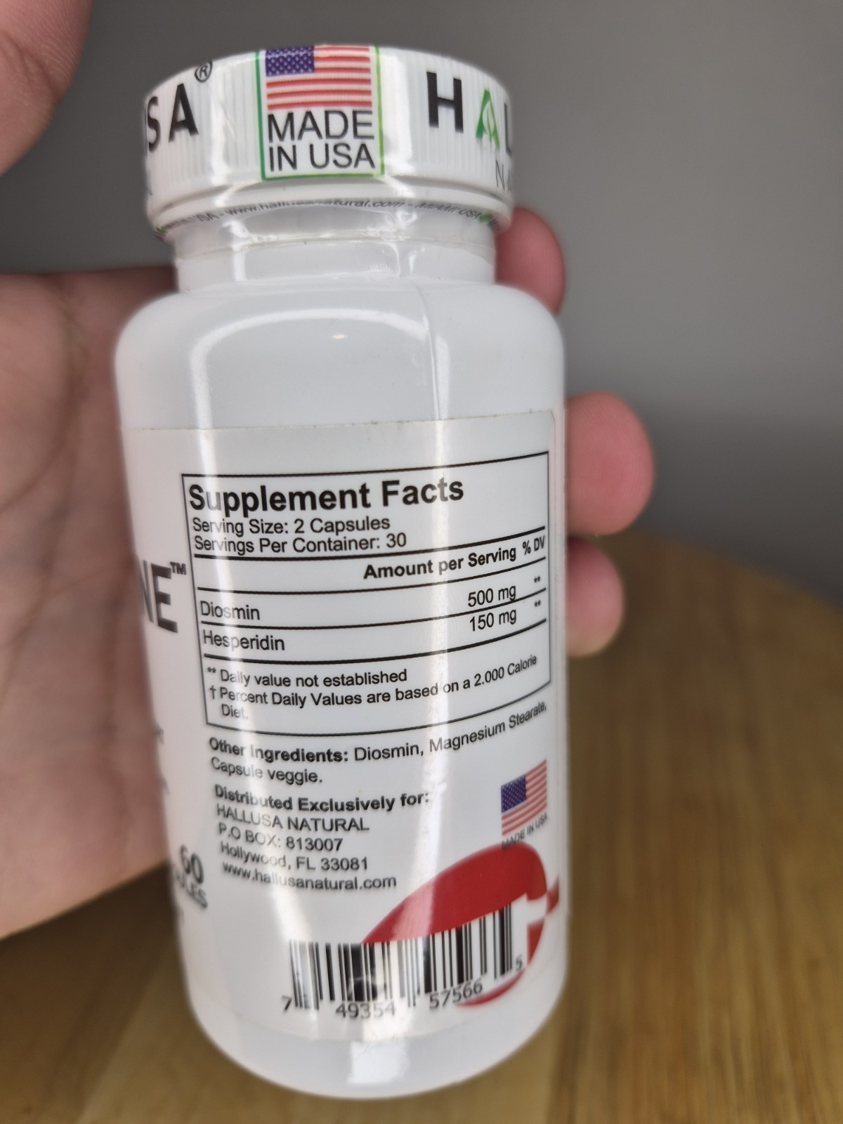 Hallusa Natural Diosmin Hesperidin 500mg Circulation Support 60 Capsules