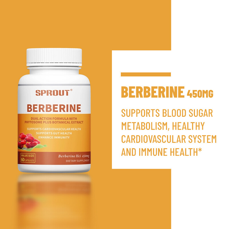 Berberine Capsules, Natural HCL Extract 450mg, Heart Health & Immune