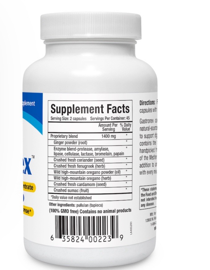 North America Herb & Spice Gastronex 90 Vegi Caps Supports A Healthy Exp 05/27