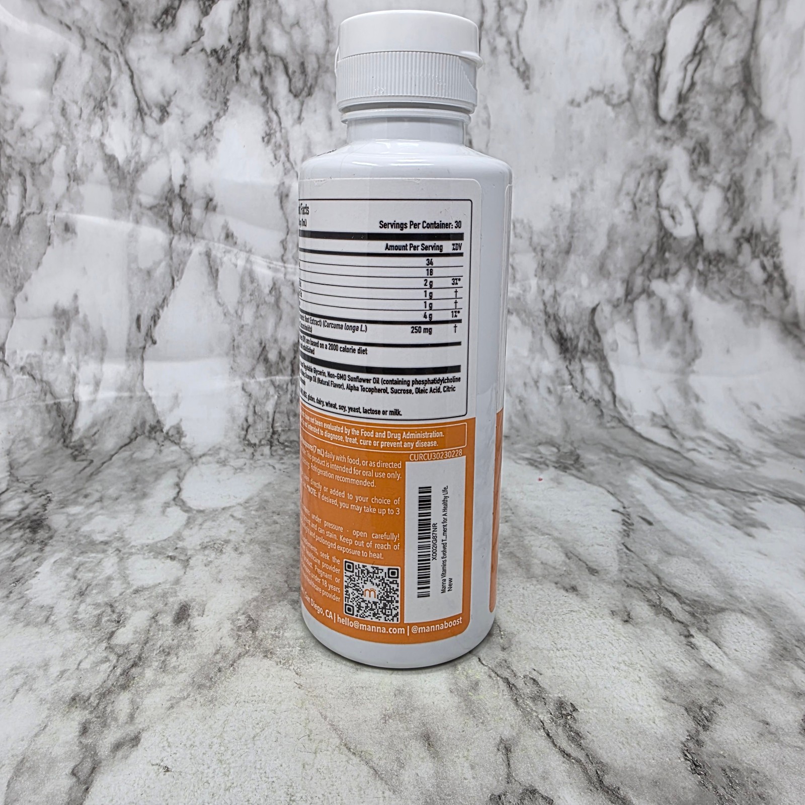 Manna Liposomal Liquid Curcumin Tangy Tangerine 7.1oz Exp 07/2026