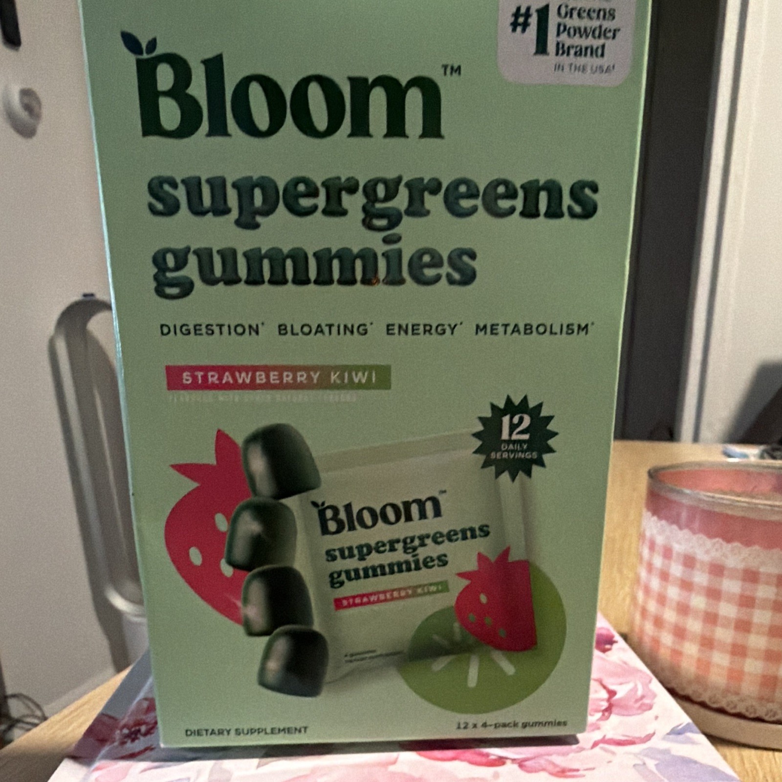 Bloom Supergreens Gummies 48ct Strawberry Kiwi Gluten-Free Veg Exp 02/27