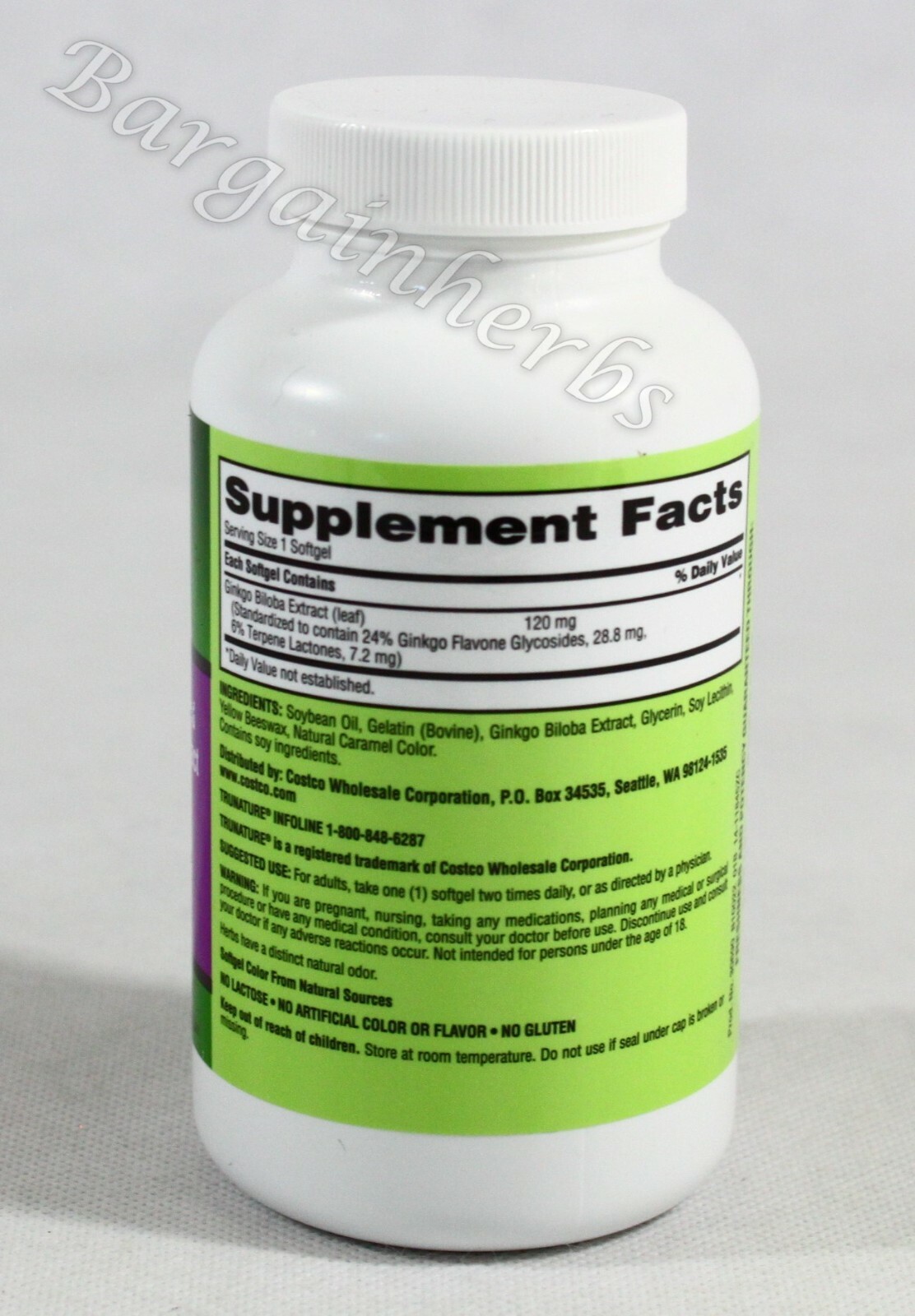 Trunature Ginkgo Biloba 120mg 340 softgels New Free Shipping 11/2026