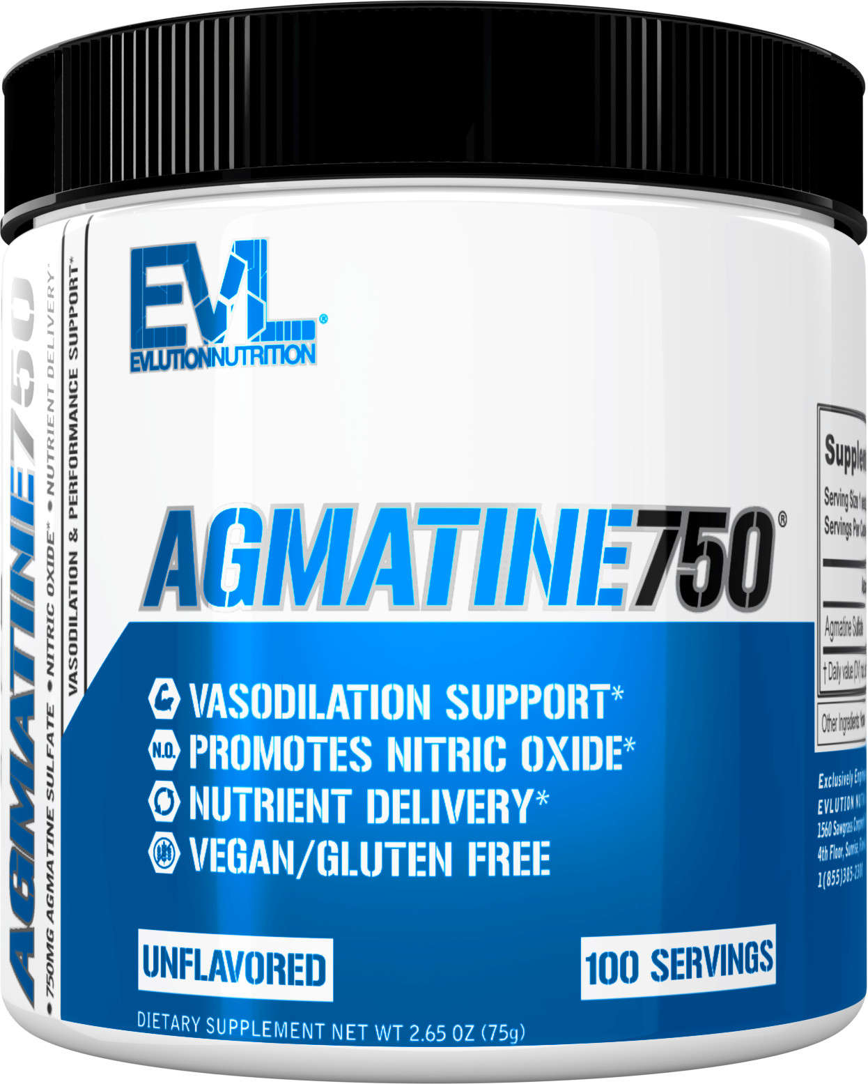 Evlution Nutrition Agmatine 750 – Vasodilation Support – 100 Servings