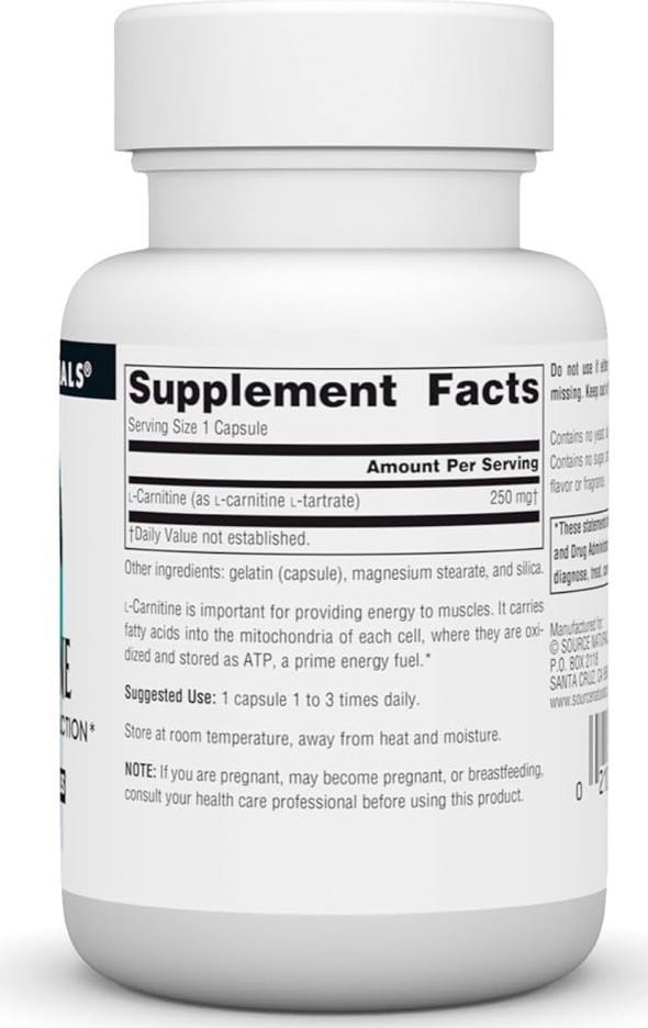 Source Naturals L-Carnitine 250 mg 60 Caps