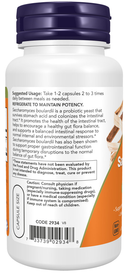 NOW Foods Saccharomyces Boulardii, 60 Veg Capsules 3/26