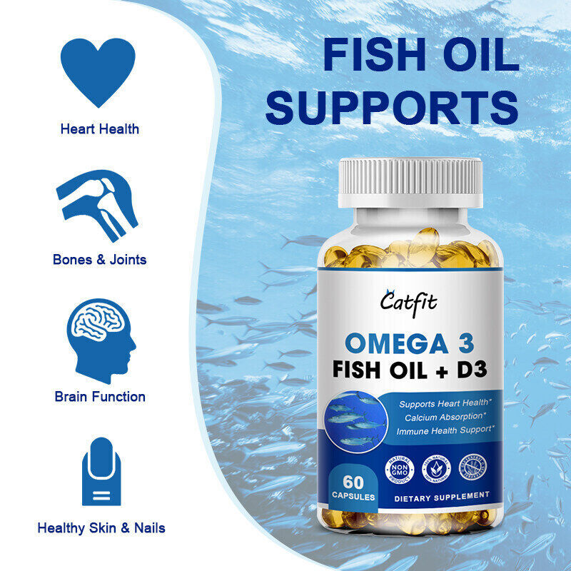120 Pills Omega 3 Fish Oil Capsules 3x Strength 1200mg EPA & DHA Highest Potency