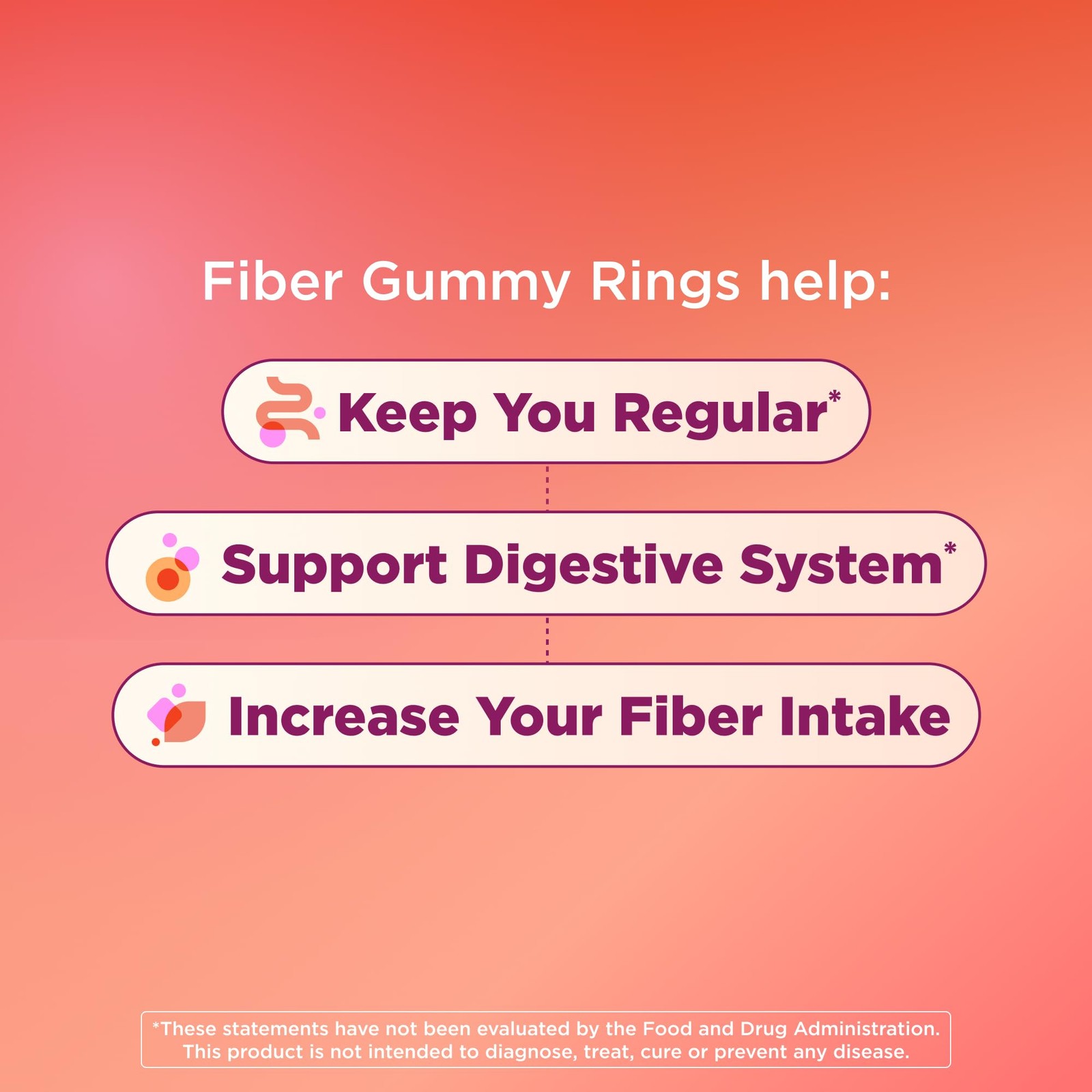 Olly Fiber Gummy Rings 5G Fos Prebiotic Fiber Digestive Health Supplement