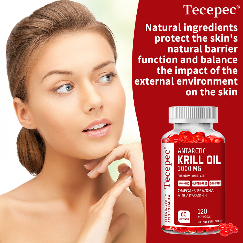 Antarctic Krill Oil 1000 mg With Omega-3, EPA, DHA, and Astaxanthin Supplement