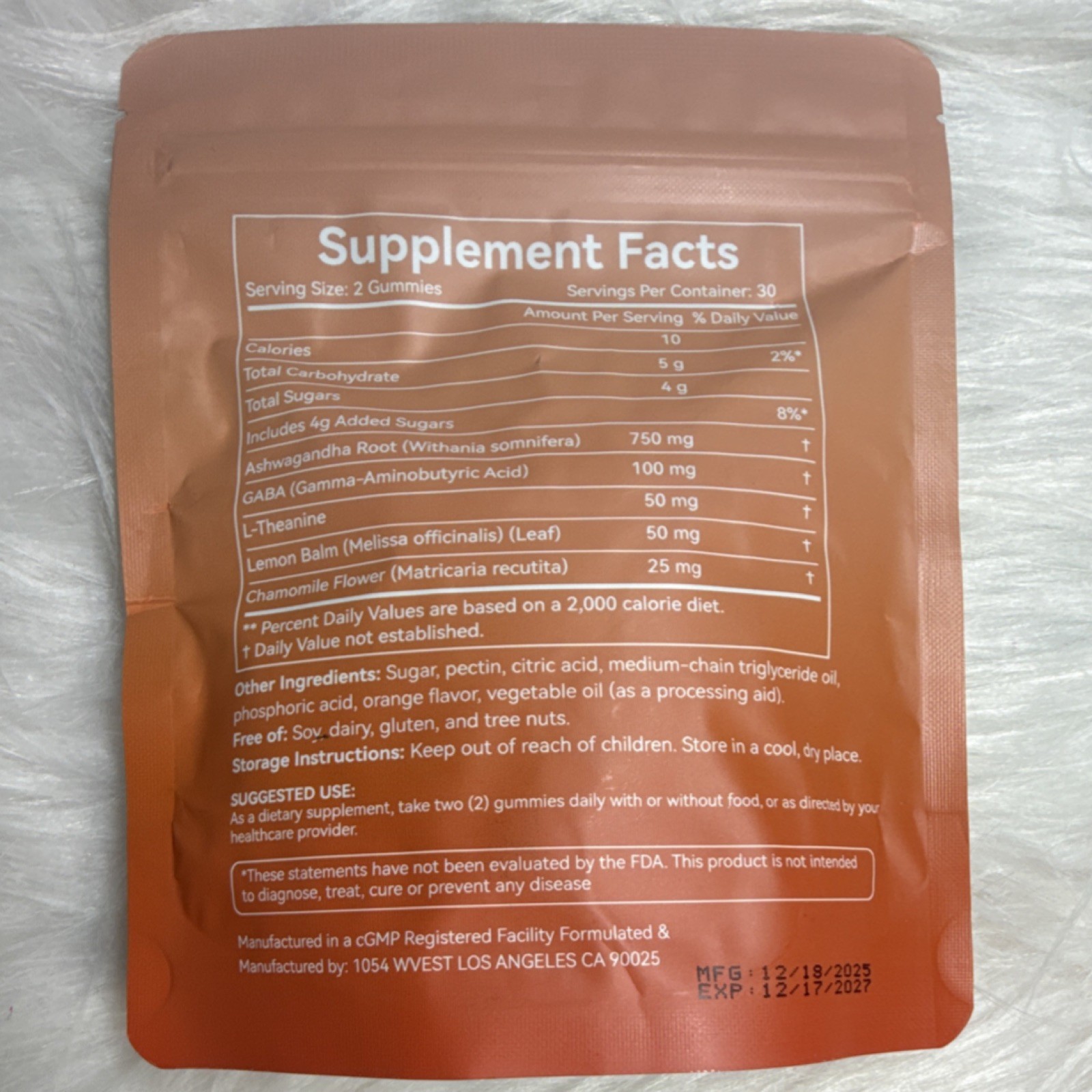calm Tangerine Calming Gummies 60ct Ashwagandha GABA L-Theanine All Natural