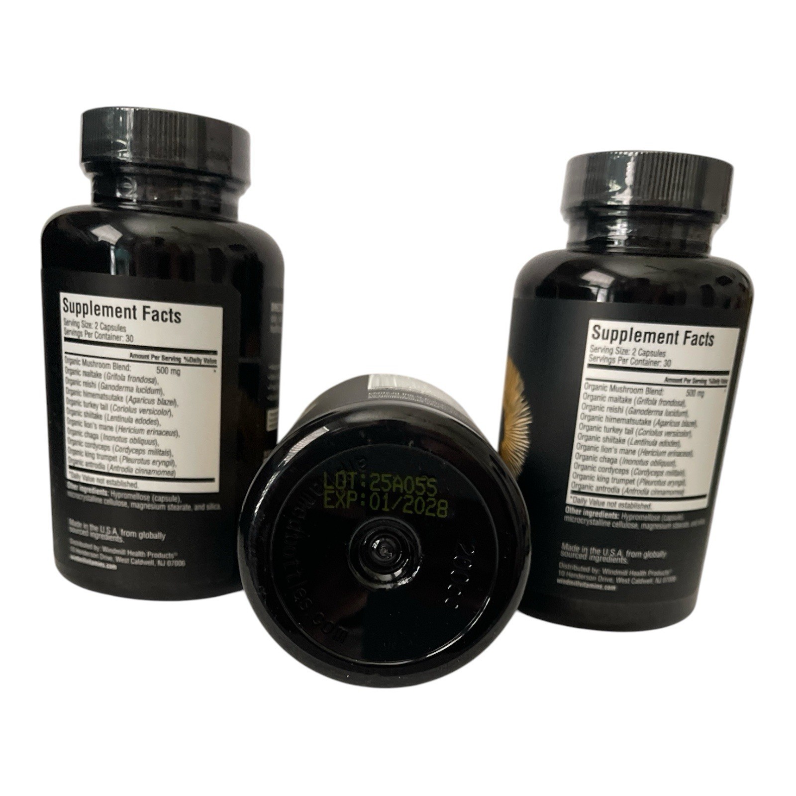 Lot of 3 Mushroom Complex Supplements 60 Capsules Each Exp 01/2028