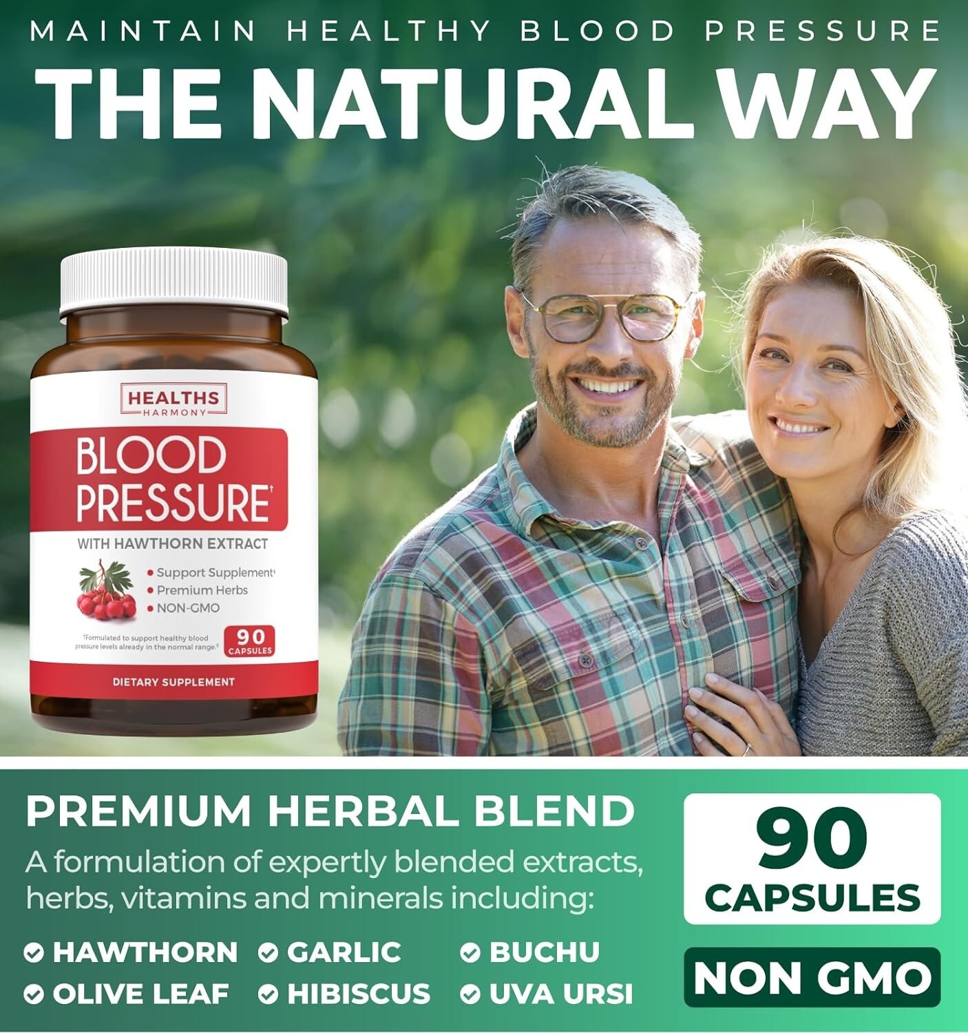 Health’s Harmony Blood Pressure Support Supplement Premium Natural Herbs 90ct
