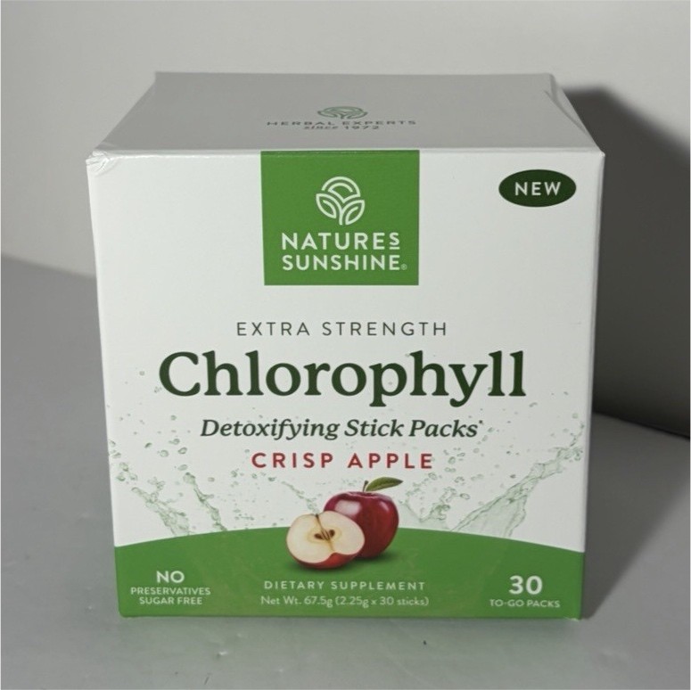 Nature’s Sunshine Extra Strength Chlorophyll Detox Stick Packs Crisp Apple 30