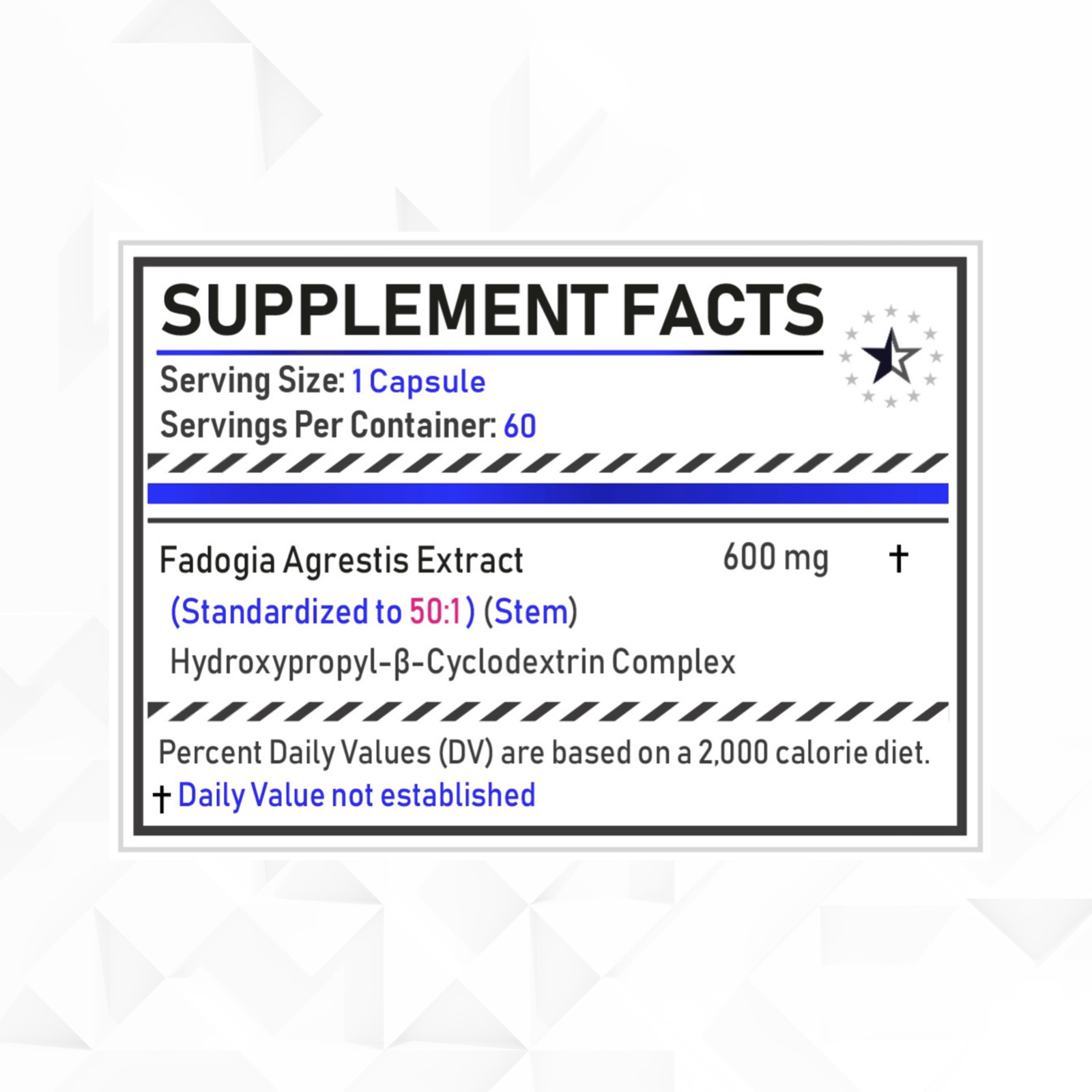 3 Pack – Fadogia Agrestis 50:1 Hydroxypropyl-β-Cyclodextrin Complex (600mg)