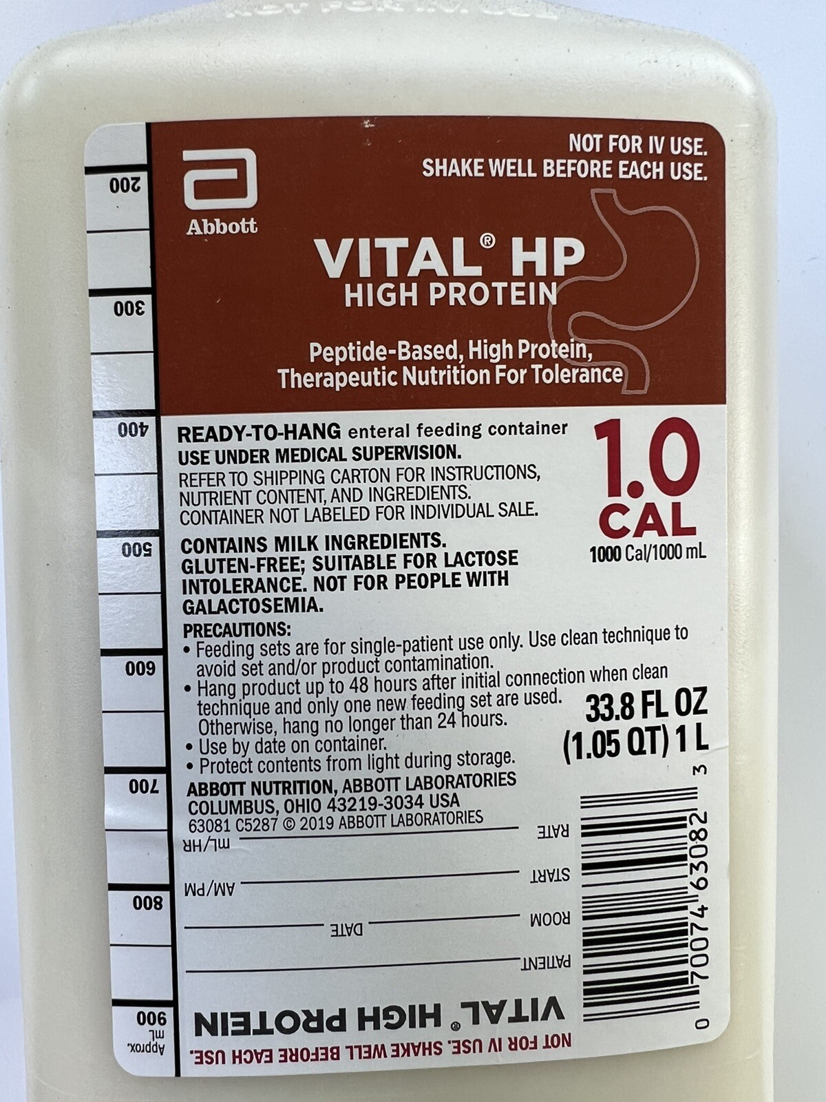 Abbott VITAL HIGH PROTEIN 1 LITER BOTTLE READY-TO-HANG EXP 01/01/2026 Lot of 8