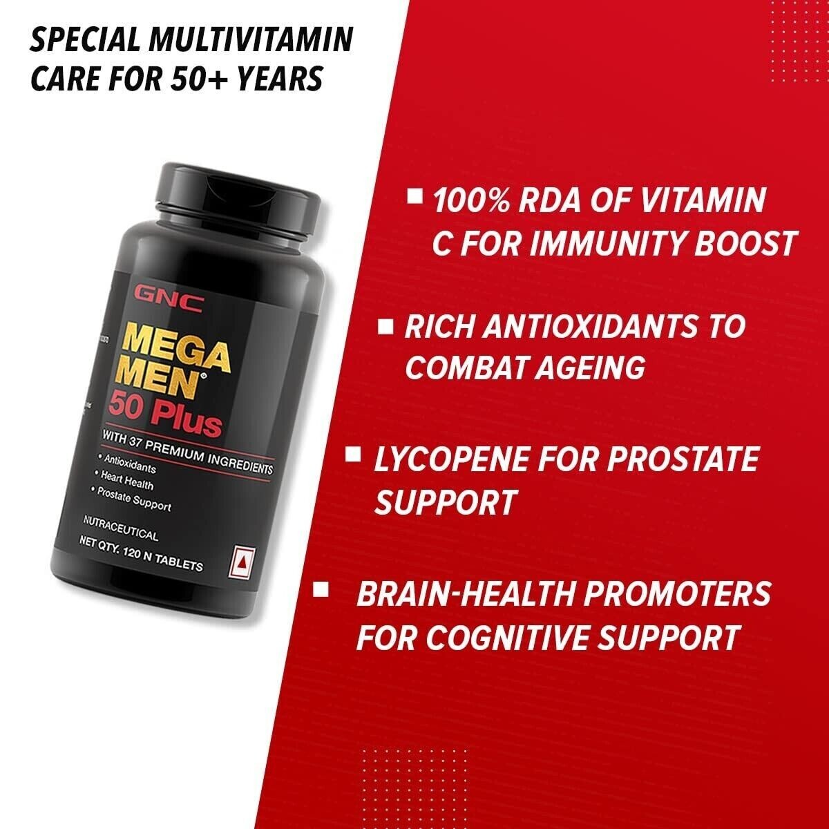 GNC Mega Men 50 Plus Multivitamin Promotes Prostate Health 120 Tablets