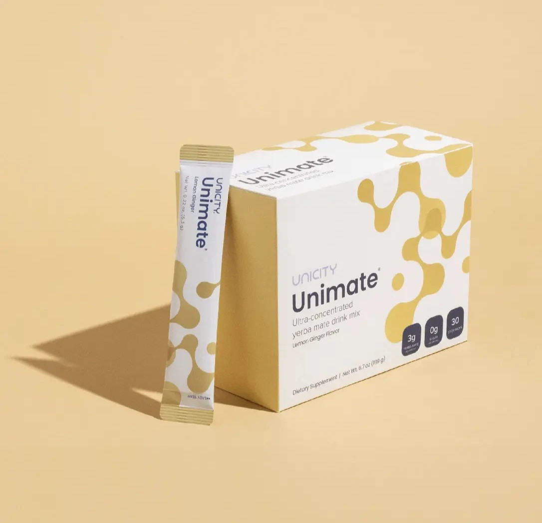 Unicity Unimate Lemon Ginger 30 Stick Packs NEW/SEALED Free Shipping