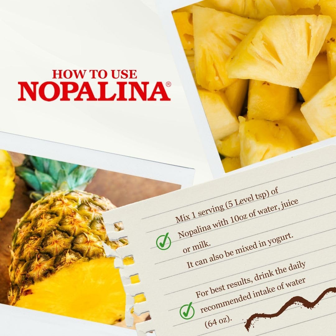 Nopalina Fiber Formula Pineapple 2Lb Bag 60 Servings Flax Seed Psyllium Oat Whea