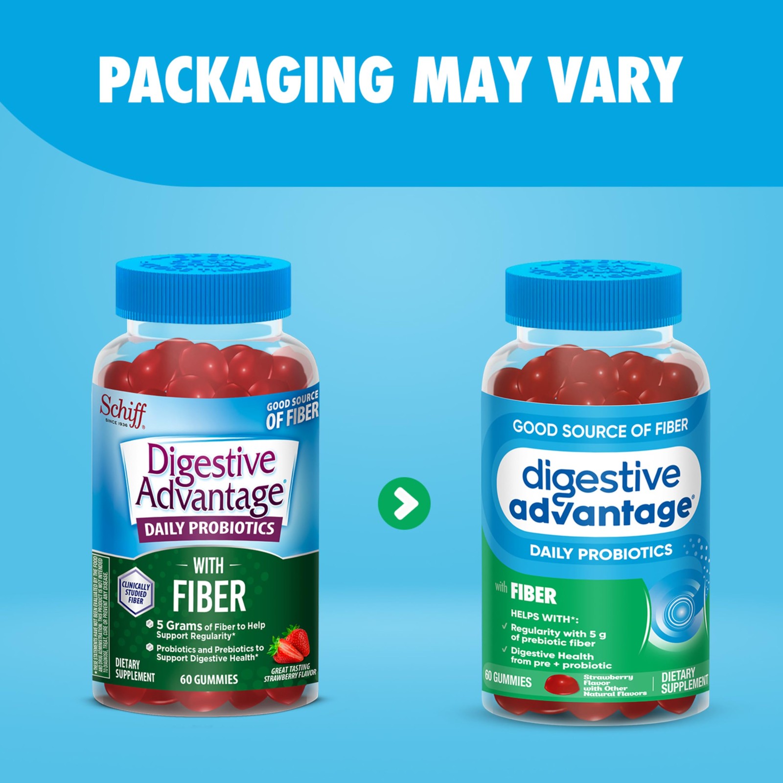 Digestive Advantage Prebiotic Fiber Supplement 60 Count (Pack of 1), Multi
