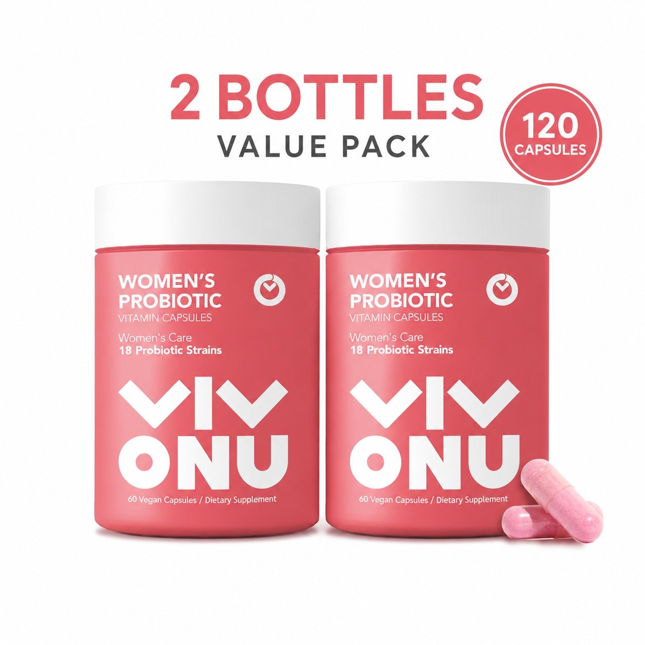 Women’s Probiotic & Prebiotic Supplement 18 Strains 2 Pack 60 Tablets Each