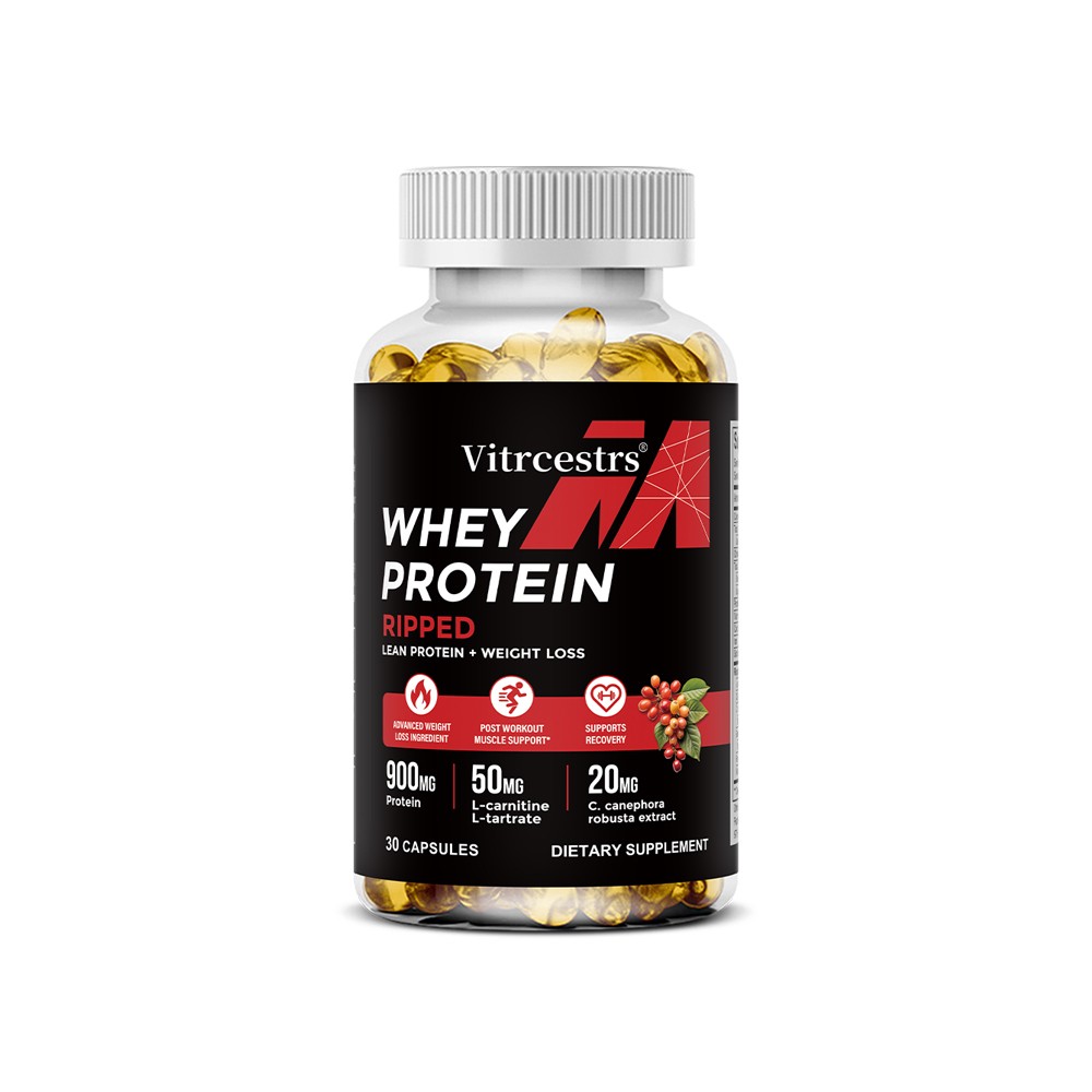 Whey Protein Ripped 900mg – 30/60/120 Capsules for Muscle Repair, Fat Bruned