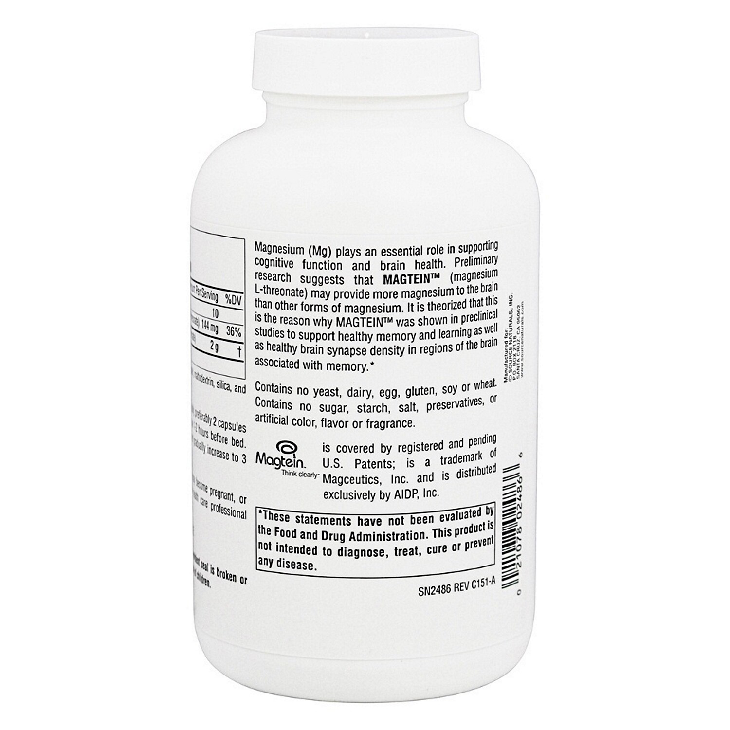 Source Naturals Magtein Magnesium L-Threonate, 180 Capsules
