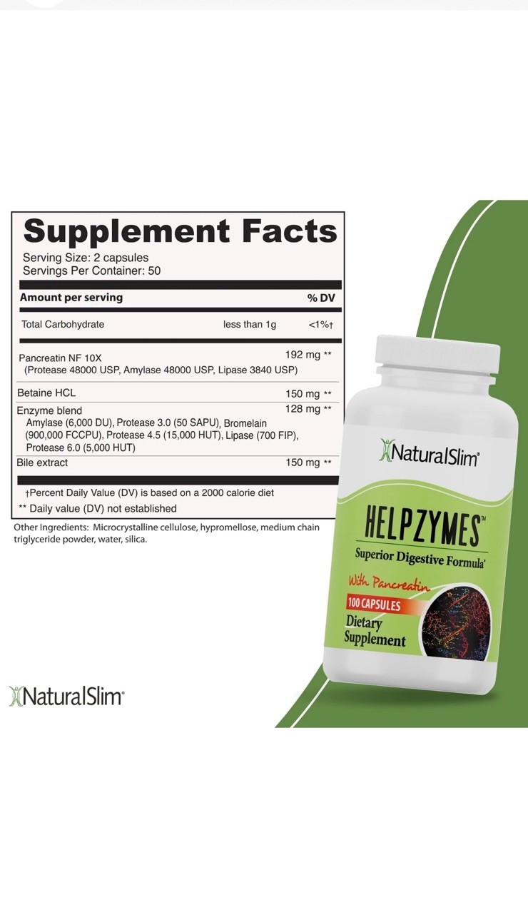 NaturalSlim Helpzymes 2-Pack Digestive Formula – Digestive Enzymes Capsules03/27