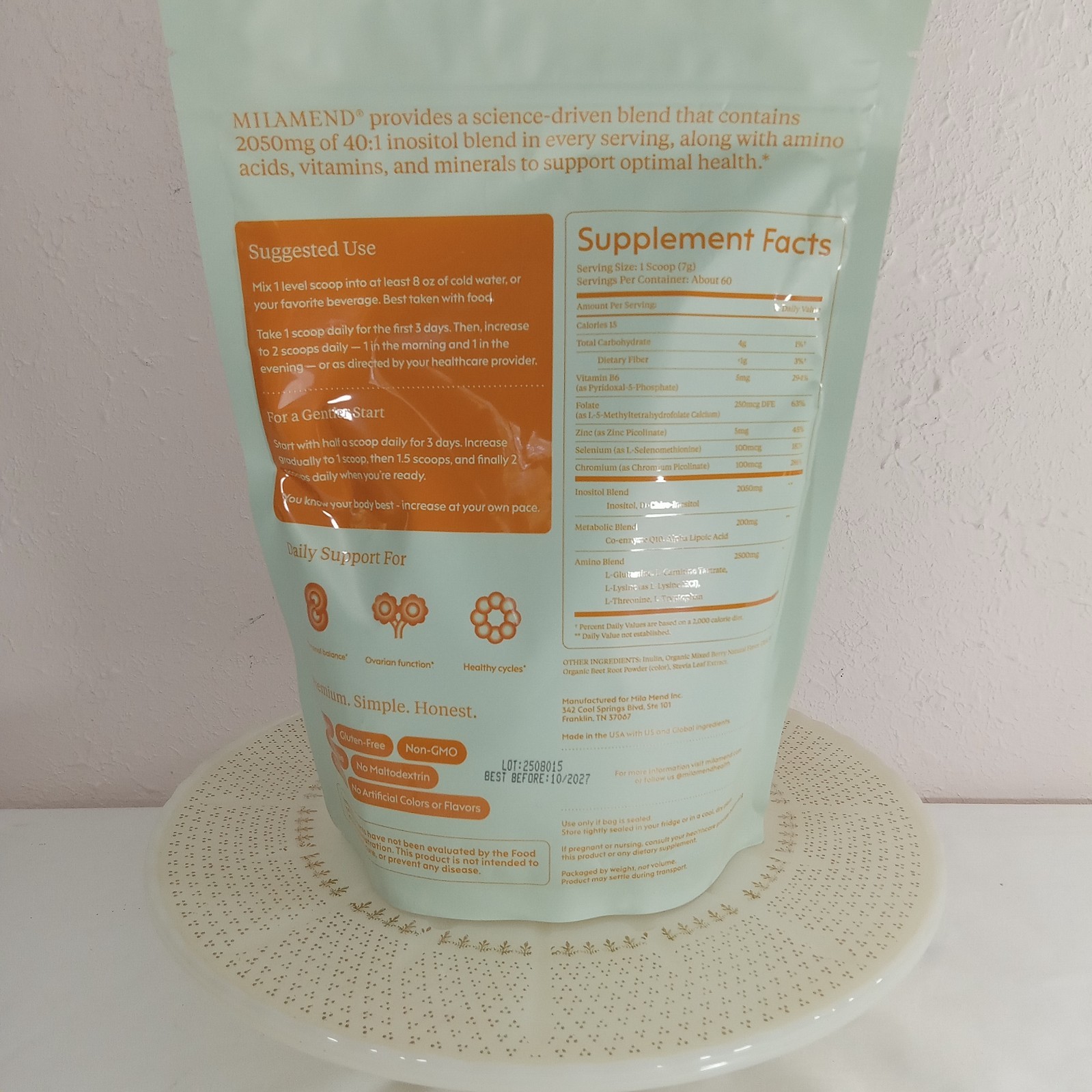 MILAMEND HORMONE BALANCE SUPPLEMENT 465G – BBD 10/2027