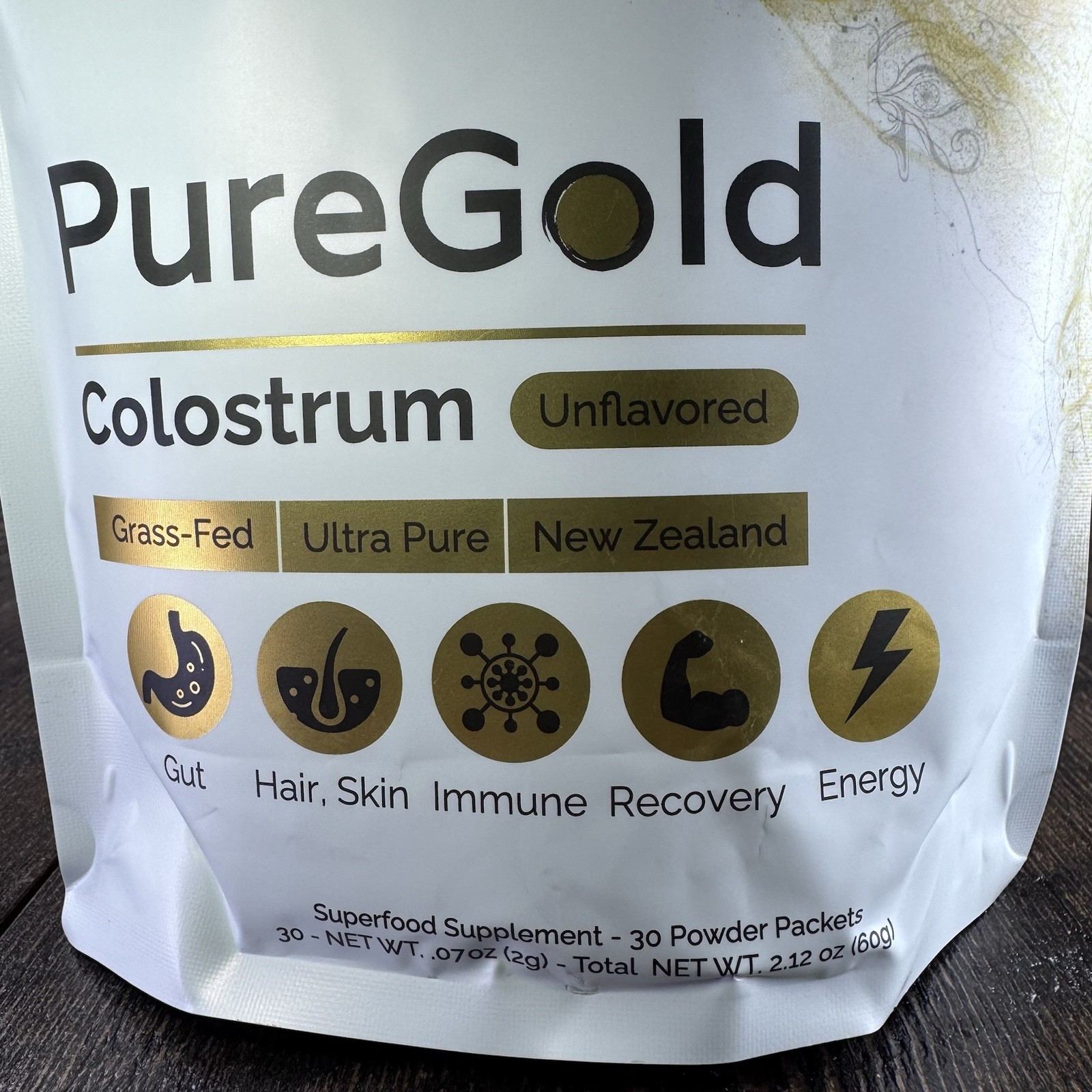 Fasted Athlete PureGold Colostrum Grass-Fed Powder 30 Packets Gut Skin Hair