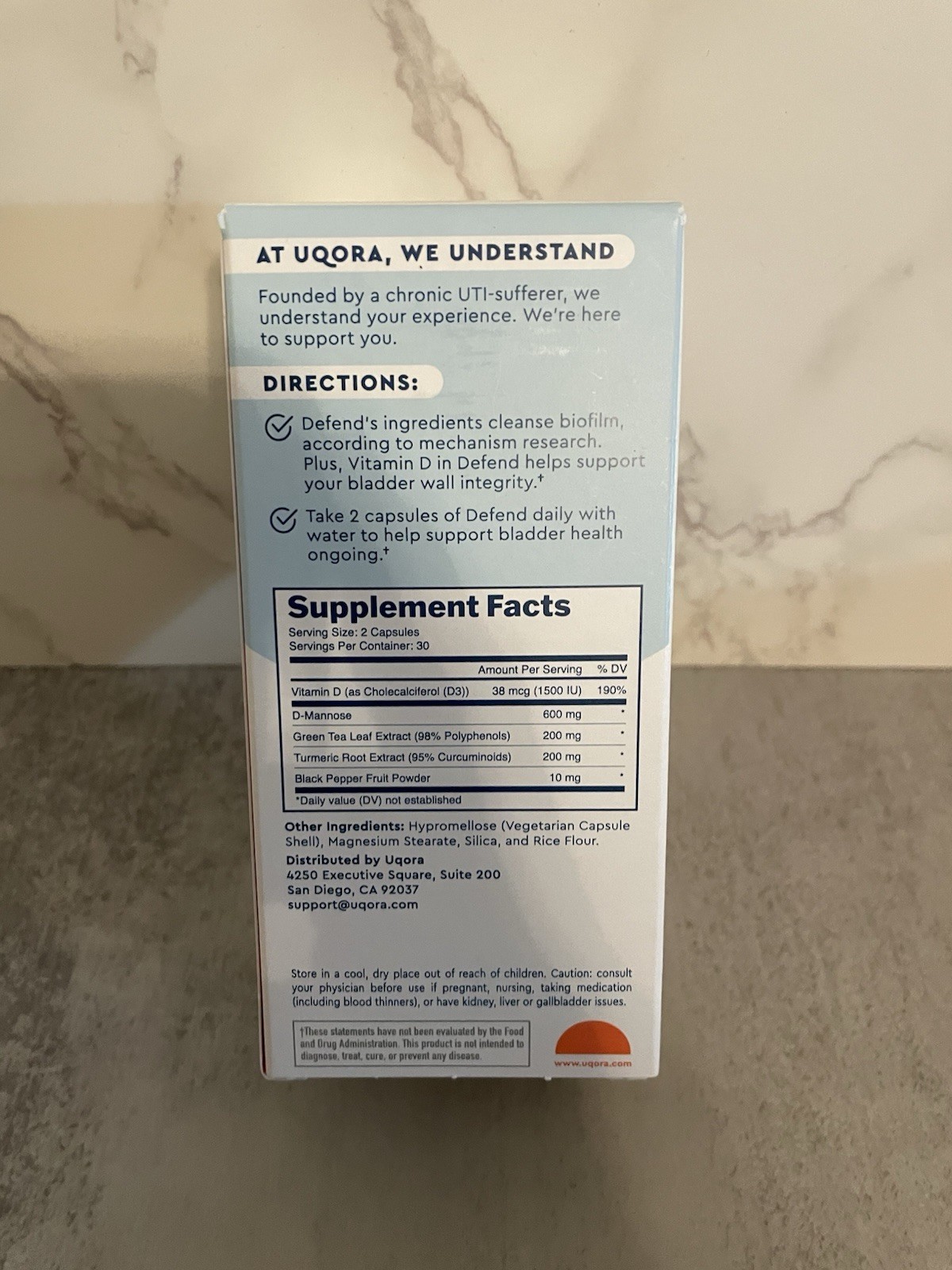 Uqora Defend 2 Dietary Supplement Capsules Exp 2/2027 Sealed New