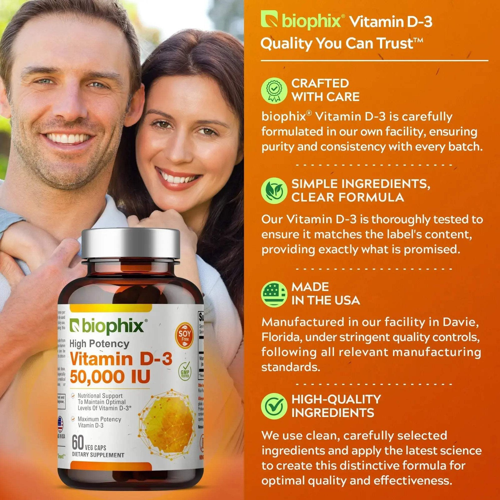 Biophix Vitamin D-3 50000 IU 60 Vcaps – Maximum High Potency