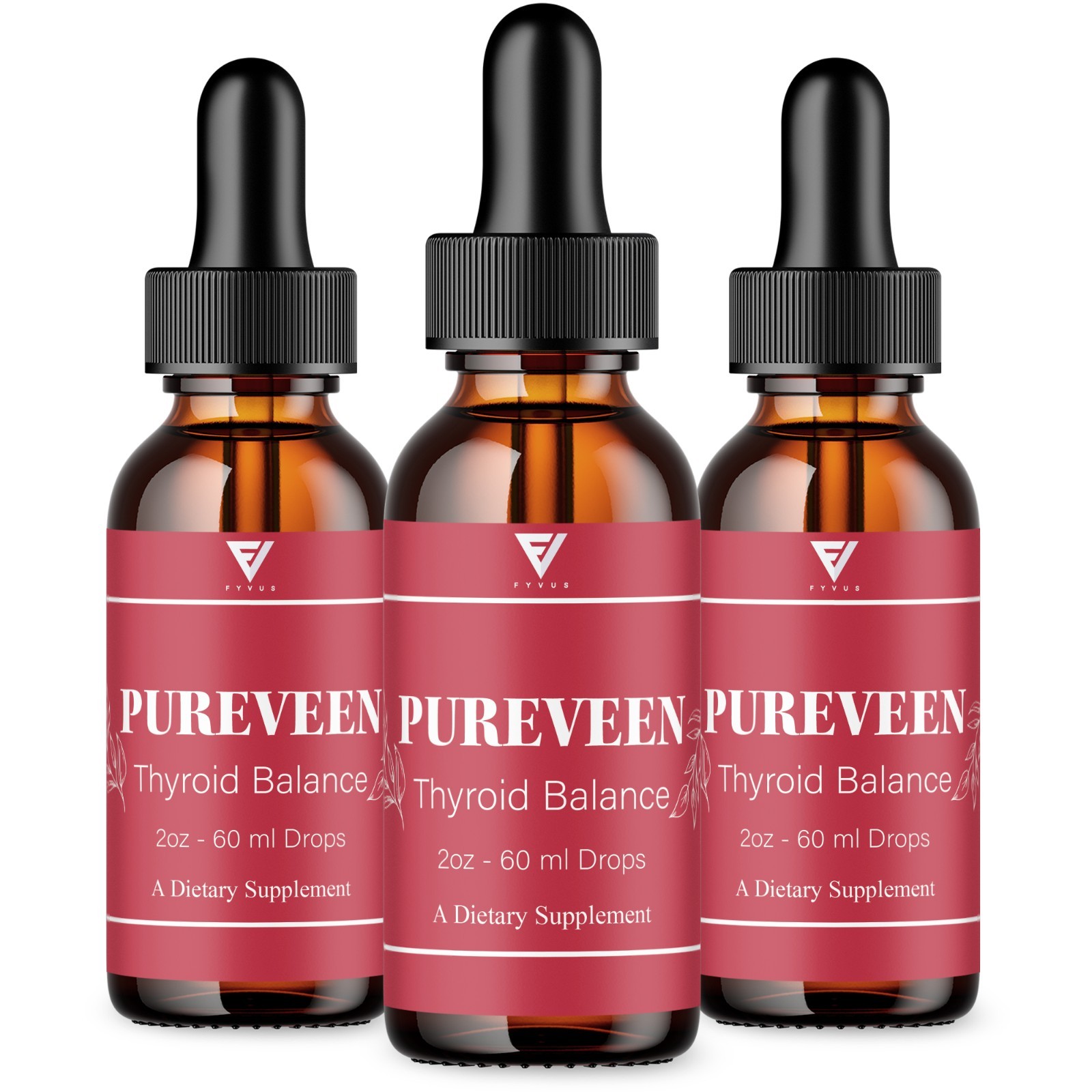 (3 Pack) Pureveen Thyroid Balance Drops, Pure Veen Advanced Formula (6oz)
