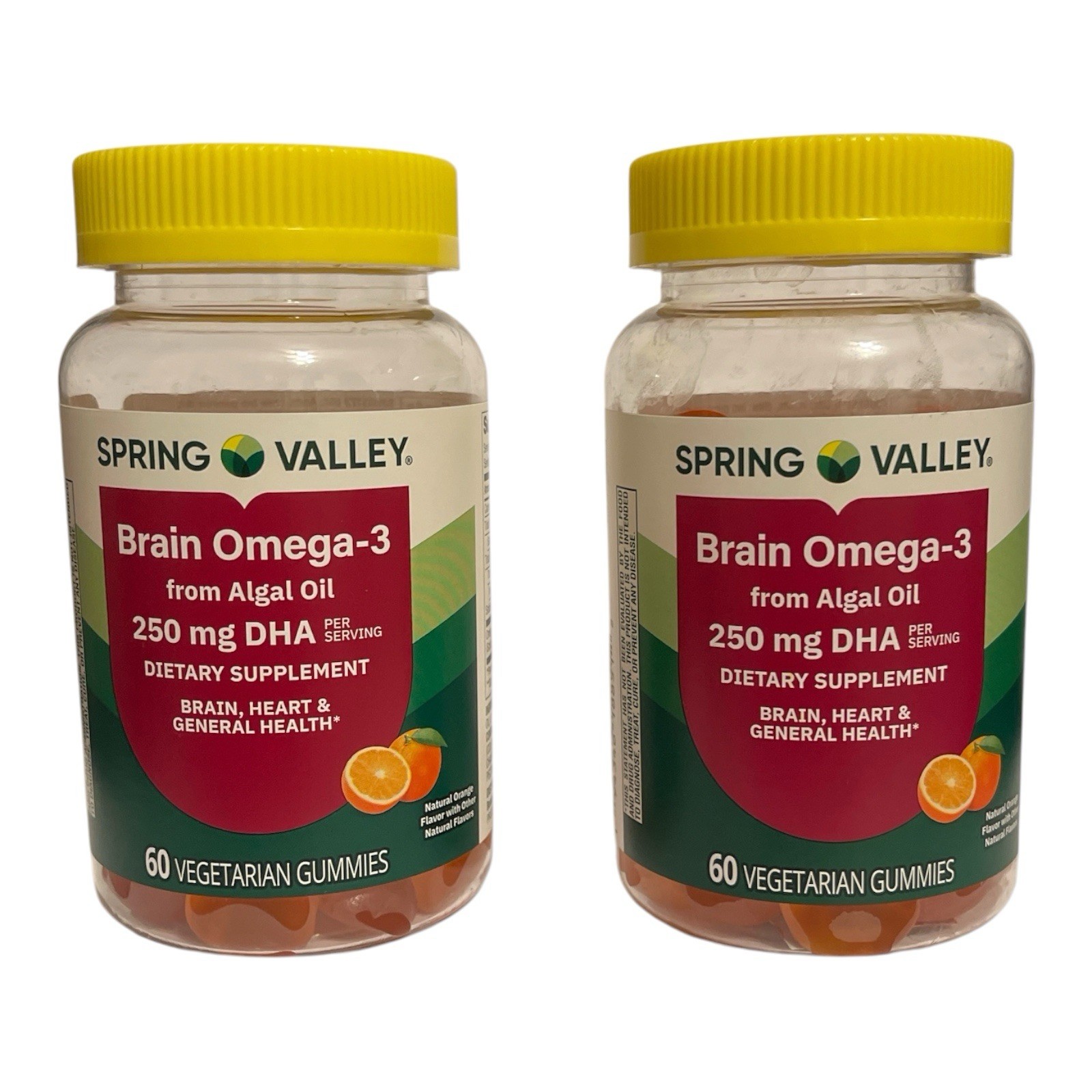 Spring Valley Brain Omega-3 Gummies 2-Pack 250mg DHA Vegetarian Gummies 60