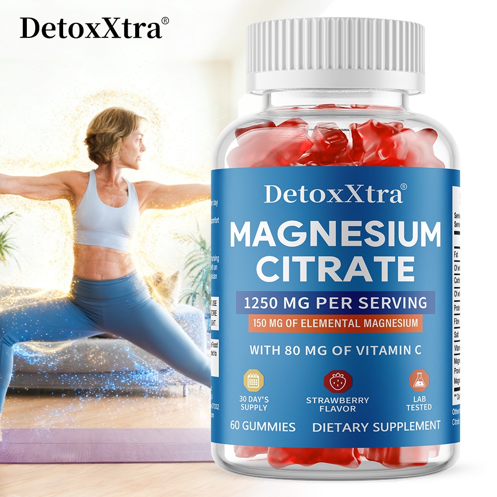 Magnesium Citrate Gummies with Vitamin C, Support Immunity,Vegan Chewables 60pcs