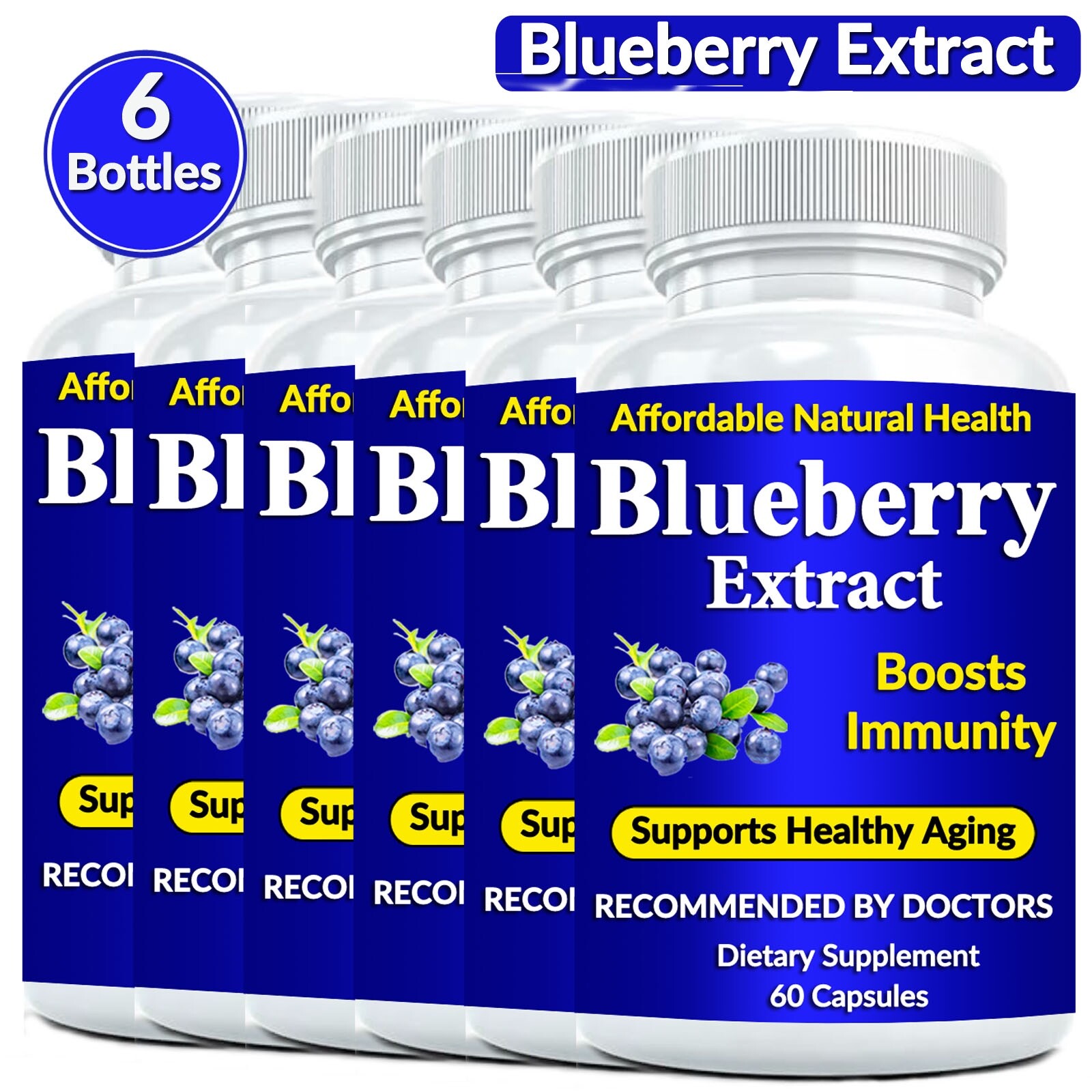 Wild Blueberry Extract Whole Fruit 360 Diet 1000 mg Capsules 10,000 mg Strength
