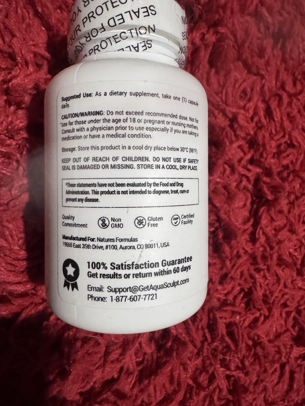 AQUA SCULPT- NATURAL DIETARY WEIGHT LOSS Diet Pills Supplement 3 Bottles