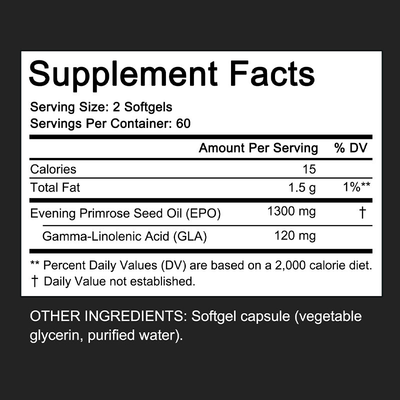 Evening Primrose Oil 1300 mg with GLA 30/60/120 Softgel Oil Supplement