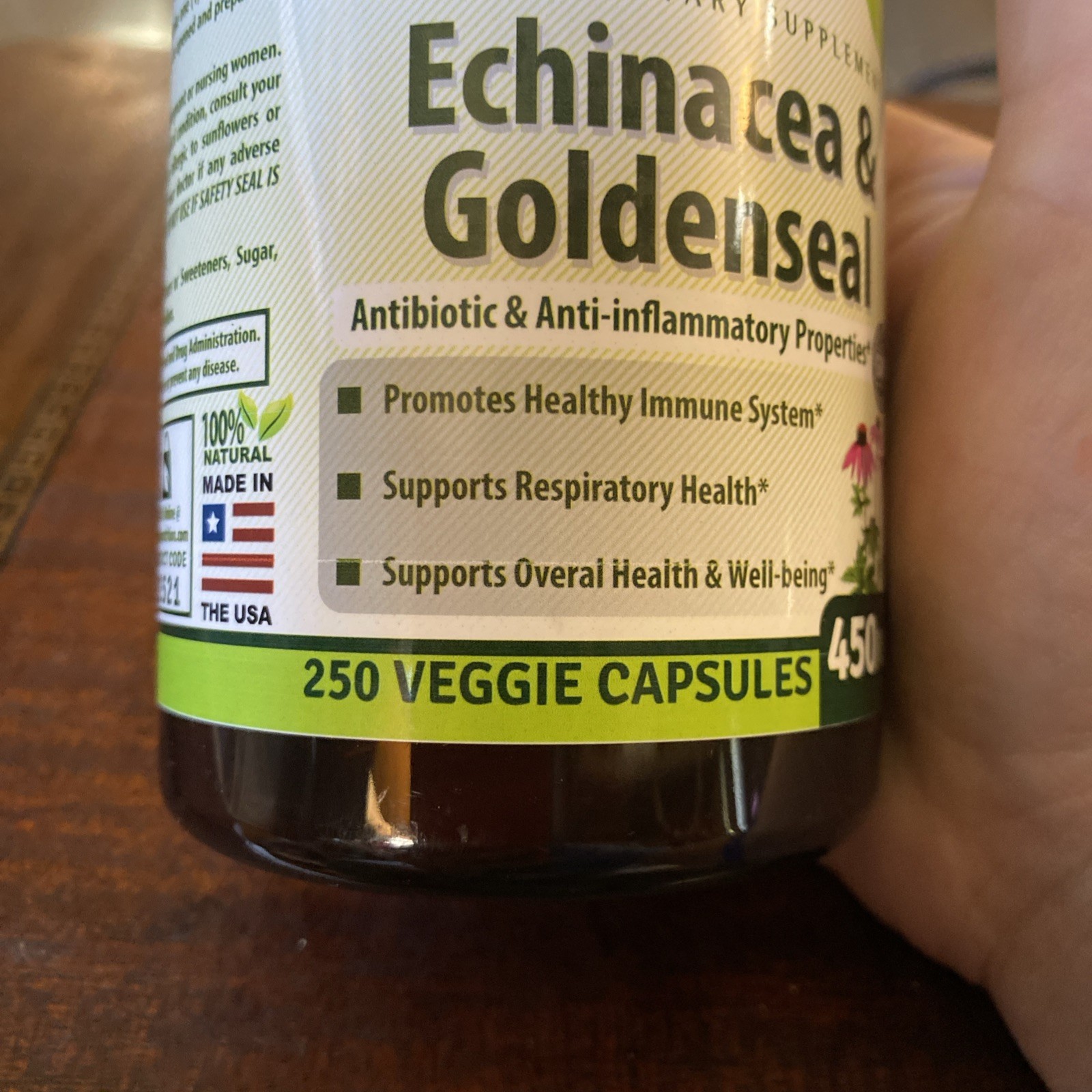 Herbal Secrets Echinacea & Goldenseal Root 450 Mg 250 Capsules