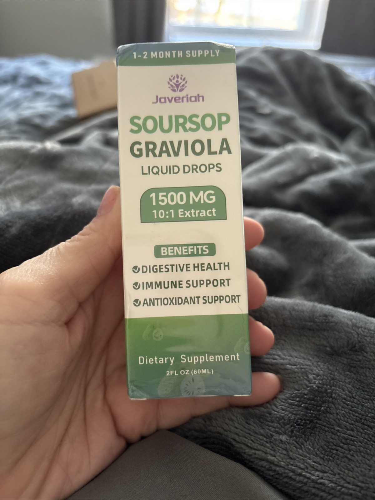 Javeriah Soursop Graviola 1500mg 10:1 Extract Liquid Drops 2 fl oz 60ml