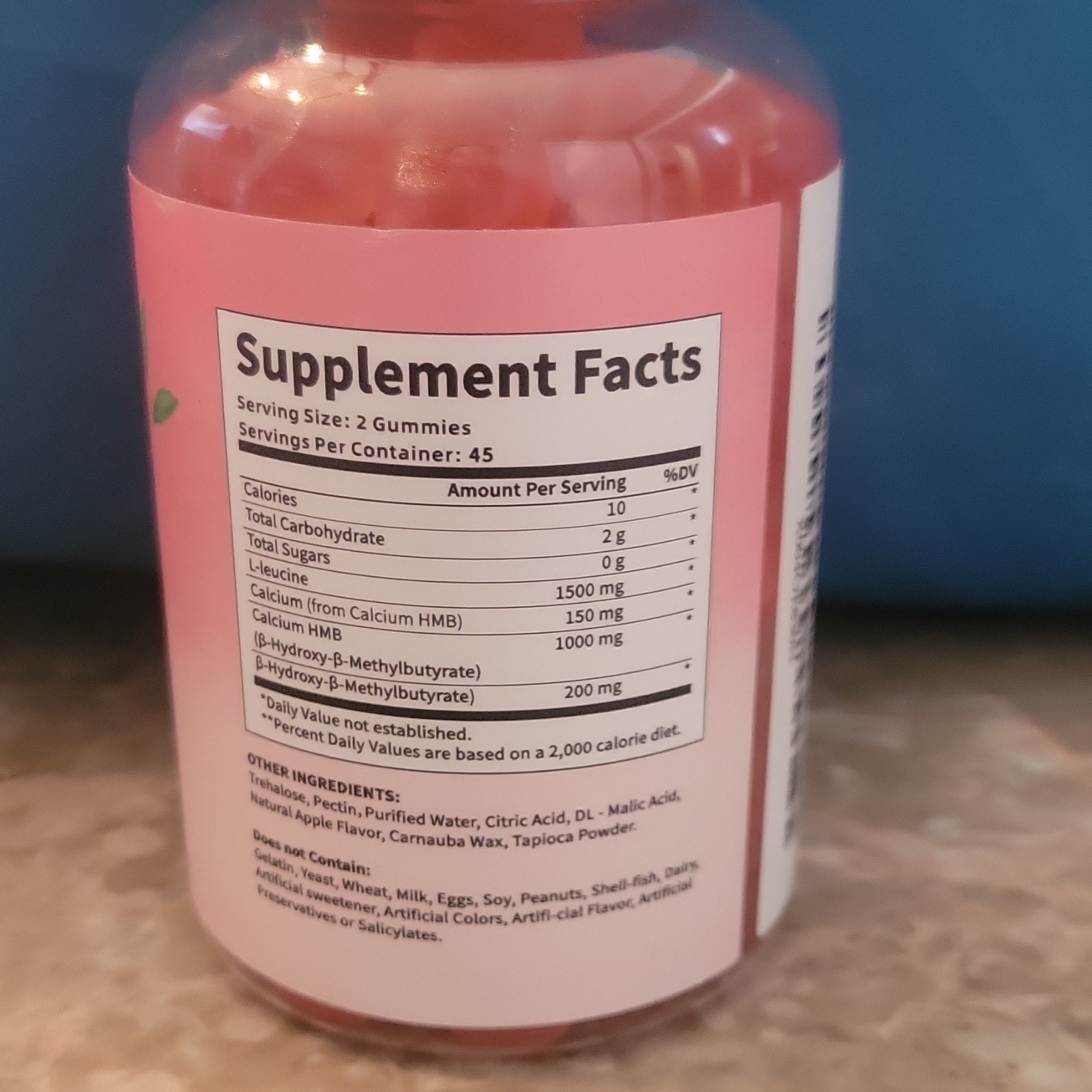 HAOYI HMB Gummies 1,500mg/Serving L-Leucine Honey Peach 90 Count