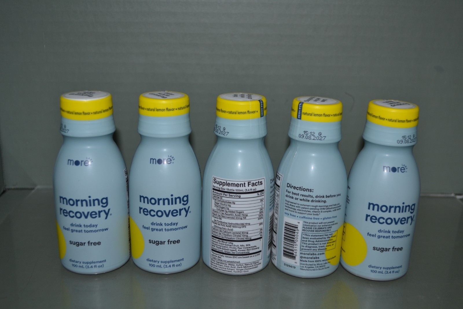 (5) More Labs, Morning Recovery Drink Supplement, Lemon Flavor, 3.4 oz Exp 9/27
