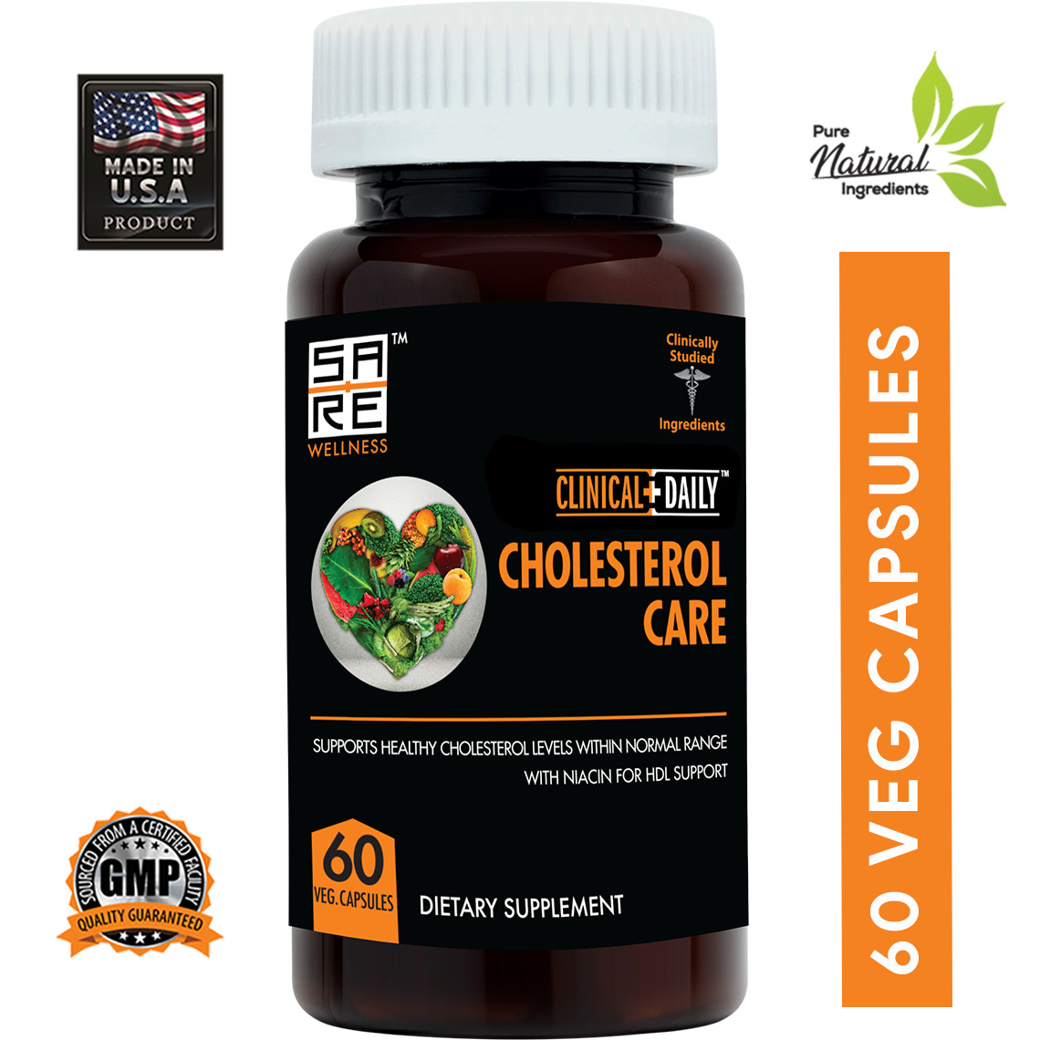 CLINICAL DAILY Cholesterol Care for High Blood Pressure, 60 Vegan Capsules