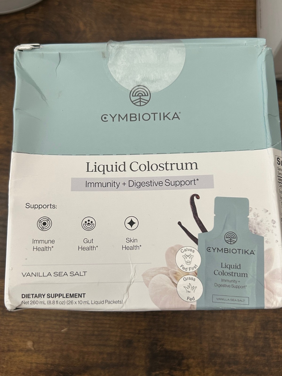 Cymbiotika Liquid Colostrum Vanilla Sea Salt Immune Support 26 Packets Exp4/26