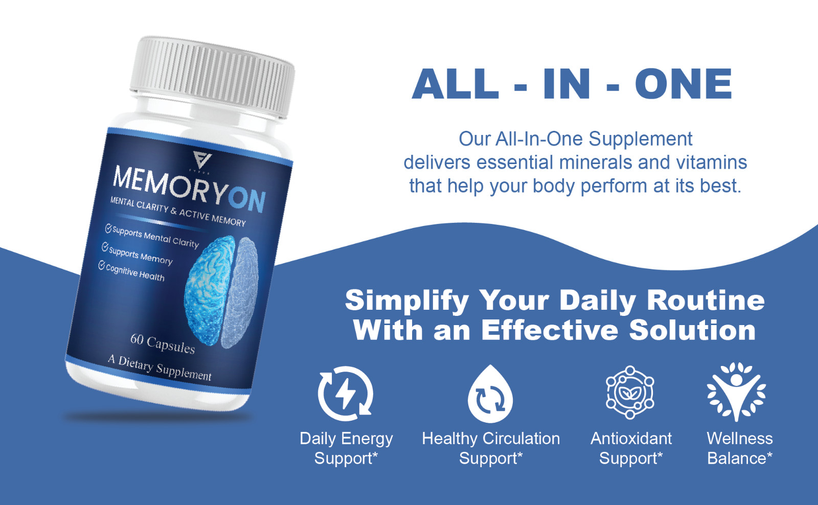 (5 Pack) MemoryOn Brain Supplements, Memory On Premium Nootropic (300 Capsules)