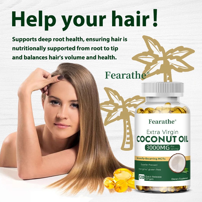 Coconut Oil Supplements 3000 MG Improves Skin Health Burn Fat Immune 120 CT US
