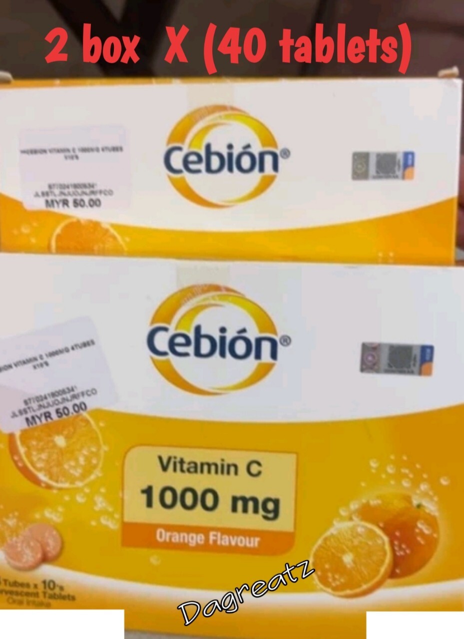 2x 40 Tablets CEBION Effervescent Vitamin C 1000mg Daily Supplement OrangeFlavor