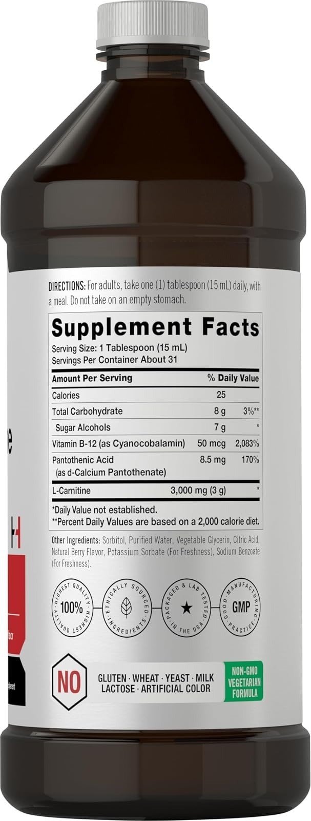 Horbäach L-Carnitine Liquid 3000 mg 16 fl oz Berry Flavor Supplement