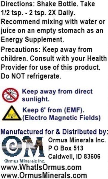 Combined Energy Ormus Mental Health Clarity Vision Immunity Aches Pains 128oz