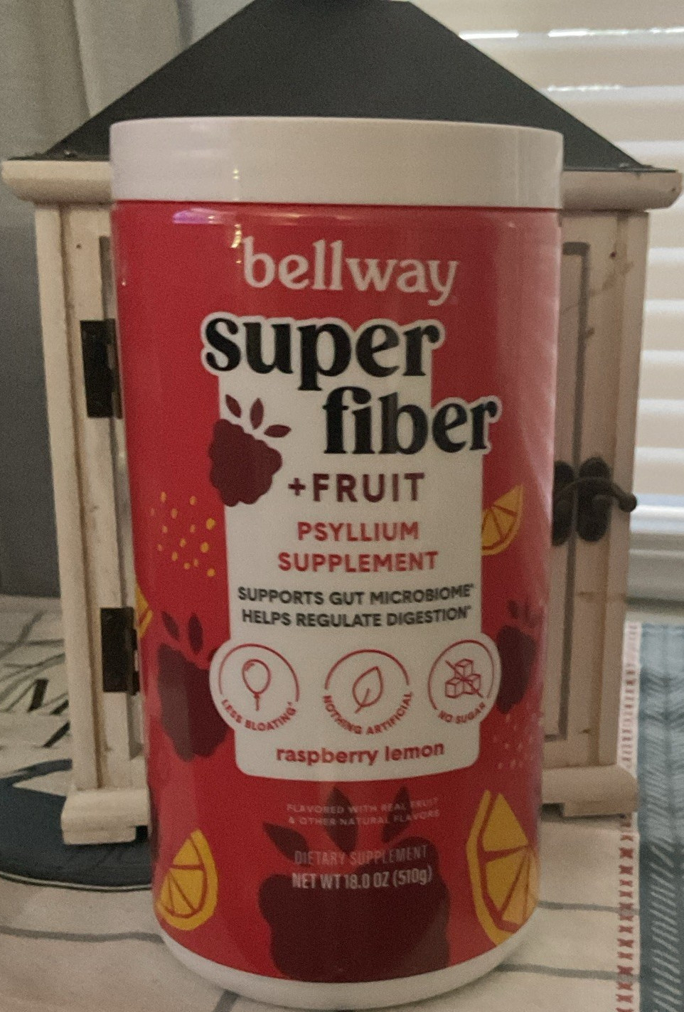 Bellway Super Fiber + Fruit Powder Raspberry Lemon 18oz Psyllium Husk No Sugar