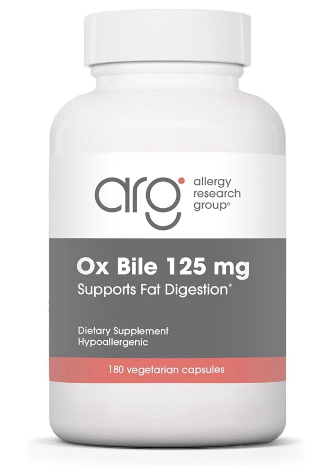Ox Bile Allergy Research Group – 125mg (180caps) Exp 12/27- NEW SEALED